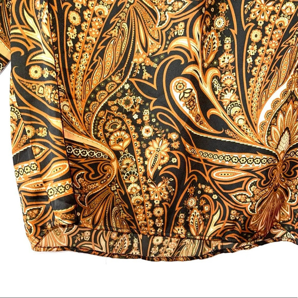 H&M X Richard Allen Orange & Black Paisley Print Blouse 2 Women’s - Picture 5 of 12